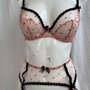 Agent Provicateur Polka dots Bra and suspender set